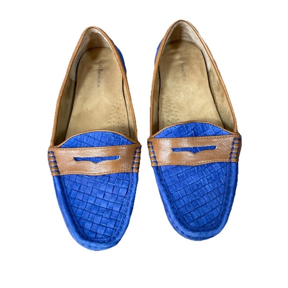 G.H. Bass Becca Loafer Leather Shoes Suede Slip-on Basket Weave Blue Size 8 - Picture 1 of 7